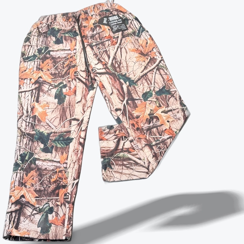 Time‎ + Space Loose Fit Elastic Waist Bunge Hem Camouflage Wind Pants Small NEW